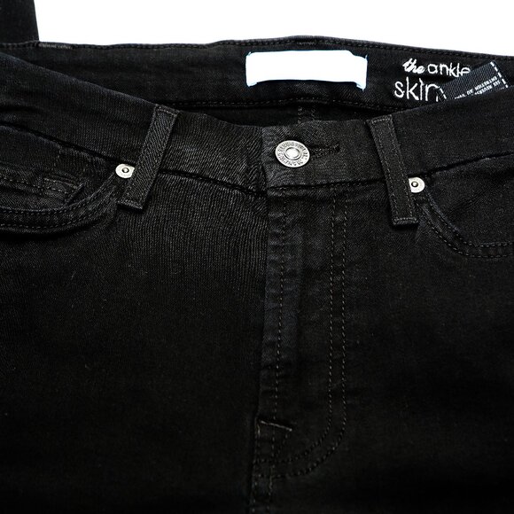 7 for all humankind black ankle skinny jeans with beaded fringe down the leg - Picture 12 of 16